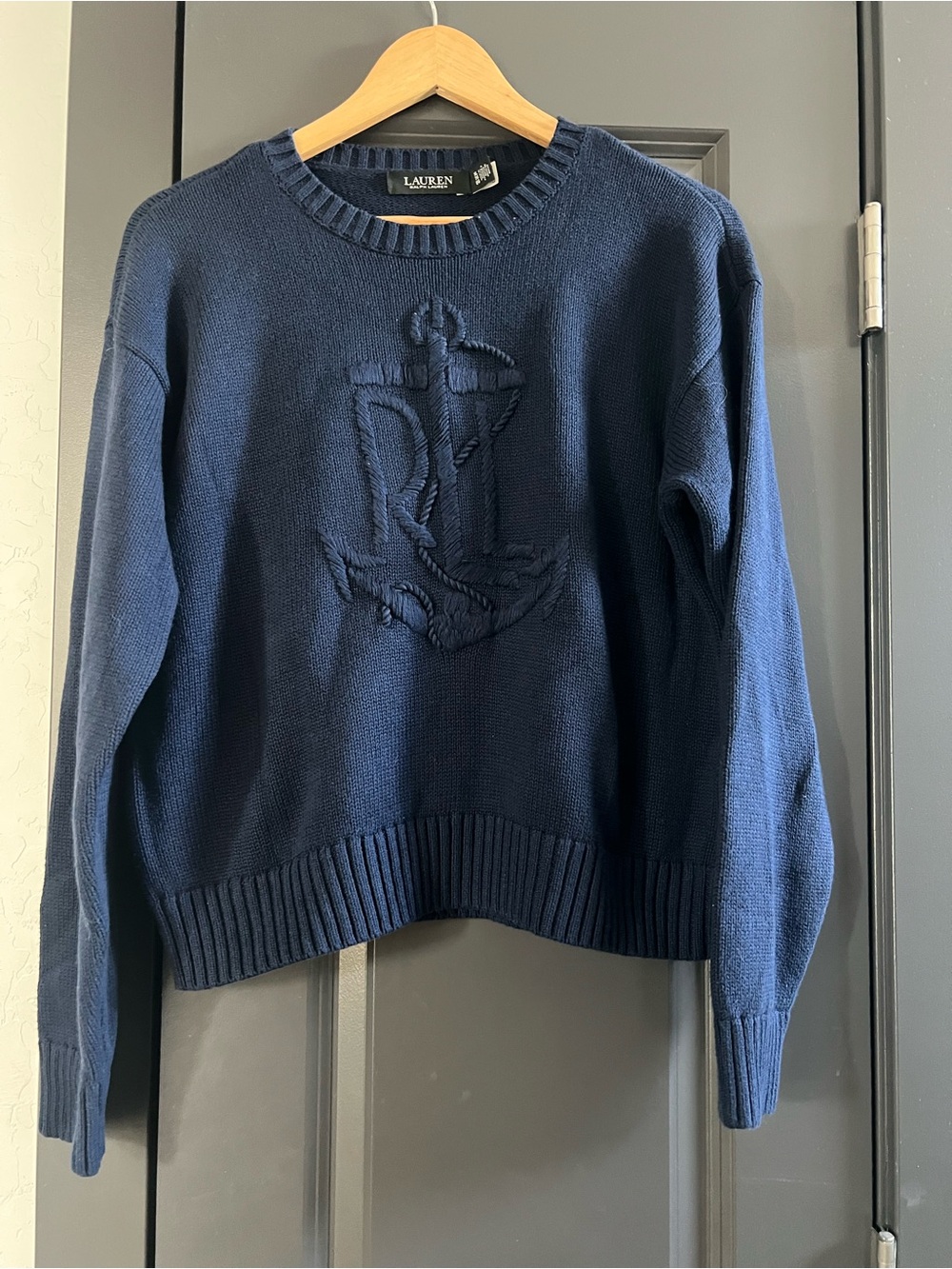Lauren Ralph Lauren Navy Anchor Crewneck Sweater szXL